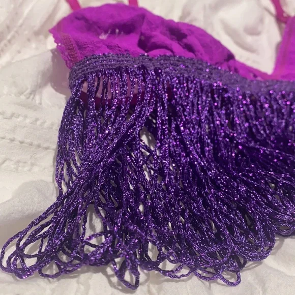 Rare NWT Hanky Panky after midnight purple tassel & lace bralette - Picture 4 of 13